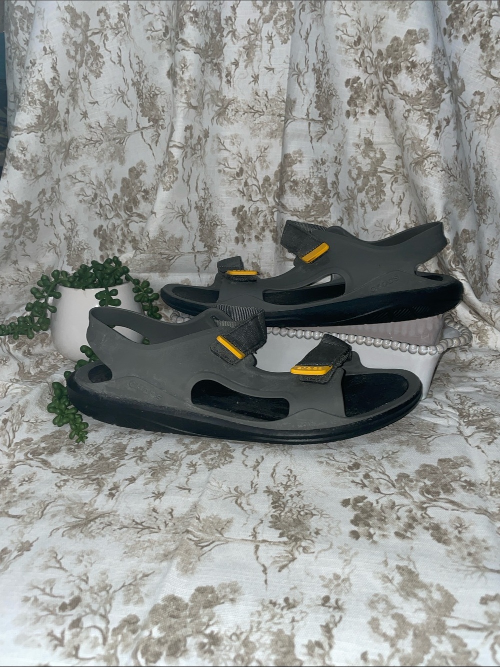 NEW- Crocs- Men's Gray Swiftwater expedition sandals
